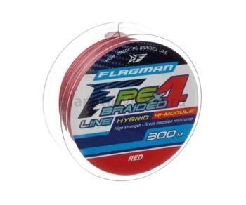 Шнур FLAGMAN PE Hybrid F4 300м, 0,40мм, 25кг, 55lb Red
