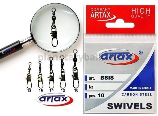 Вертлюги с застежкой Artax BARREL SWIVEL W/INTERLOCK SNAP BLACK №16, 10шт.