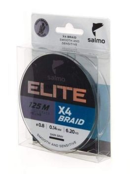 Шнур плетёный Salmo Elite х4 BRAID Dark Gray 125м, 0,14мм, 6,2кг