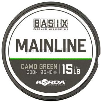 Леска KORDA Basix Main Line 500м, 0,4мм, 6,8кг, 15lb Camo green
