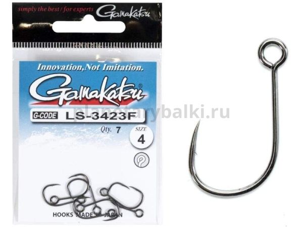 Крючки Gamakatsu LS-3423F NEW LABEL HOOKS BLACK разм. 04 7шт.