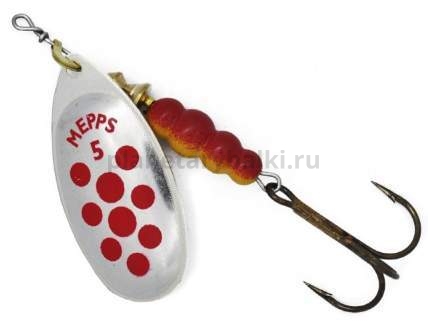 Блесна вращающаяся MEPPS Aglia Decoree Points Rouges №5, 13гр., цвет AG/красные точки