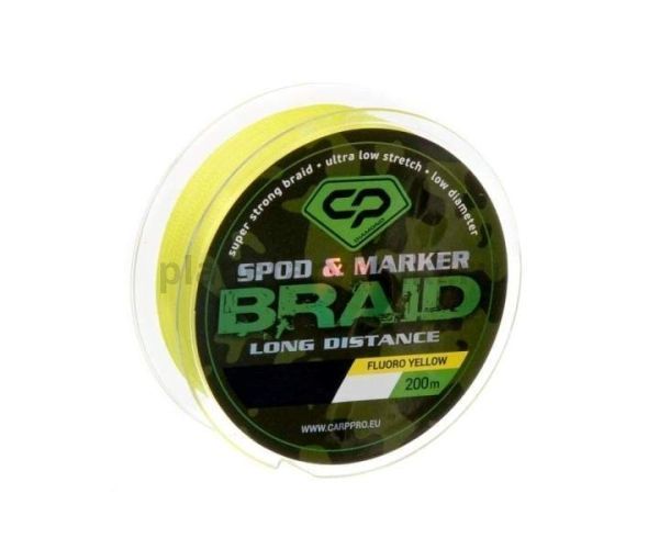 Шнур плетеный под спод-маркет CARP PRO PE X4 200м, 0,16мм, 9,35кг, 20lb флуоро-желтый