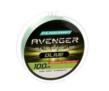 Монофильная леска FLAGMAN Avenger Olive Line 100м, 0,45мм, 18,8кг