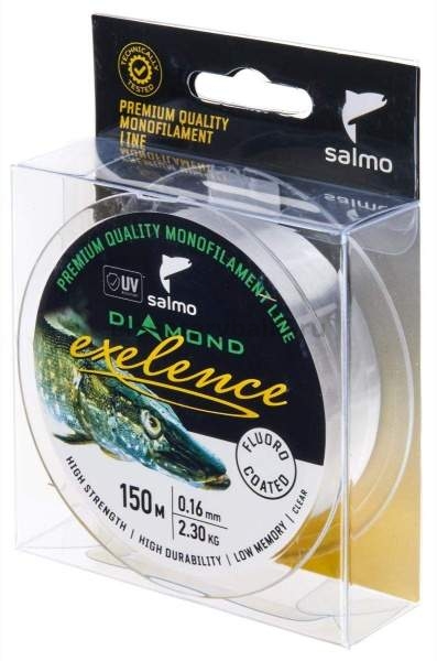 Леска монофильная Salmo Diamond EXELENCE FLUORO COATED Clear 150м, 0,16мм, 2,3кг