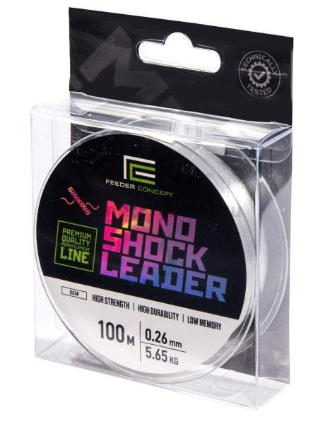 Леска монофильная Feeder Concept MONO SHOCK LEADER Clear 100м, 0,26мм, 5,65кг
