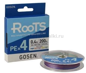 Плетеный шнур Gosen ROOTS PE X4 200м, 0,165мм, 7,9кг, #1 Multi Color