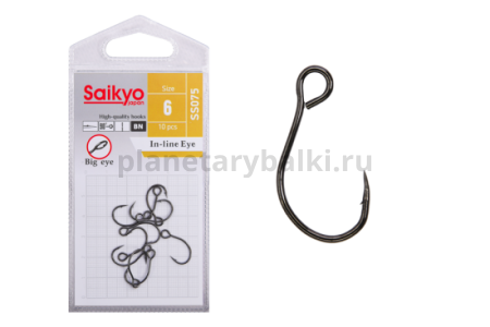 Крючки Saikyo SS075-BN IN-LINE EYE №6, 10шт.