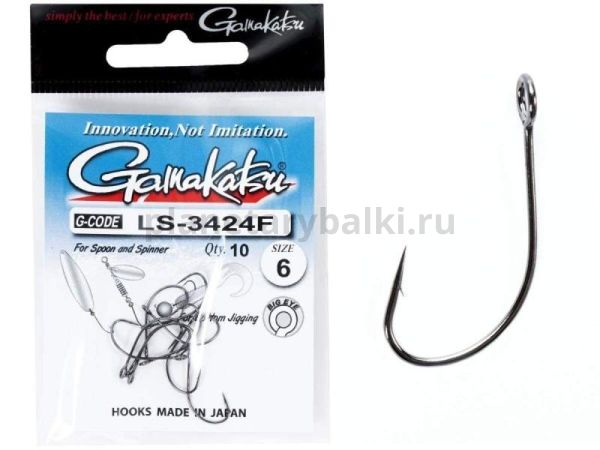 Крючки Gamakatsu LS-3424F NEW LABEL HOOKS BLACK разм. 06 10шт.