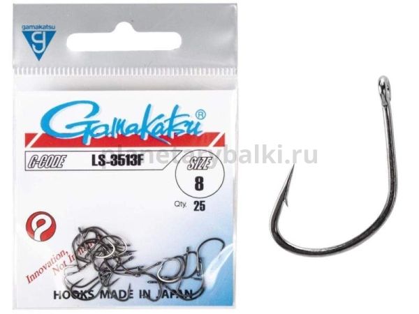 Крючки Gamakatsu LS-3513F HOOKS BLACK разм. 08 25шт.