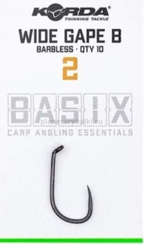 Крючки без бородки KORDA Basix Wide Gape №2, 10шт.