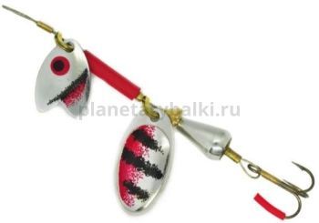 Блесна вращающаяся MEPPS Tandem Truite №1, 6,5гр., цвет AG/red-black блистер