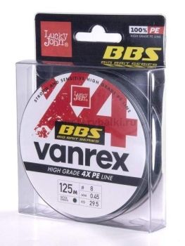 Шнур плетёный Lucky John Vanrex BBS х4 BRAID Moss Green 125м, 0,45мм, 29,5кг