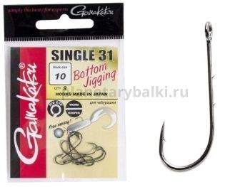 Крючки Gamakatsu SINGLE 31 HOOKS BLACK разм. 10 9шт.