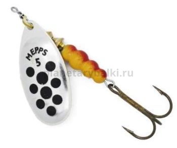 Блесна вращающаяся MEPPS Aglia Decoree Points Noirs №5, 13гр., цвет AG/черные точки