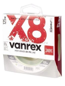 Шнур плетёный Lucky John Vanrex х8 BRAID Fluo Green 125м, 0,10мм, 4,7кг
