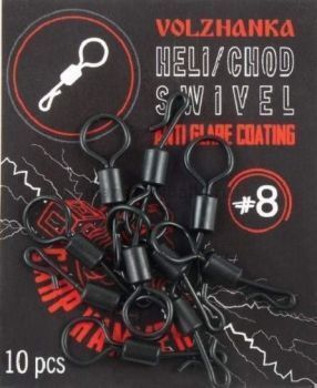 Вертлюги с увеличенным ухом и быстросъемом Volzhanka Carp Hammer Heli/Chod Swivel №8, 10шт.