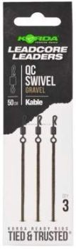 Монтаж готовый KORDA Kable Leadcore Leader QC Swivel Gravel 50см, 3шт.
