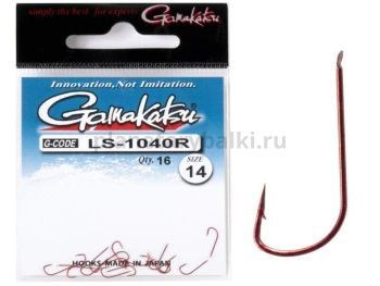 Крючки Gamakatsu LS-1040R NEW LABEL HOOKS RED разм. 14 16шт.
