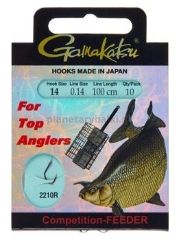 Крючки с поводком Gamakatsu Booklet BR. FEEDER 2210R №14, 0.14мм, 100см, 10шт.