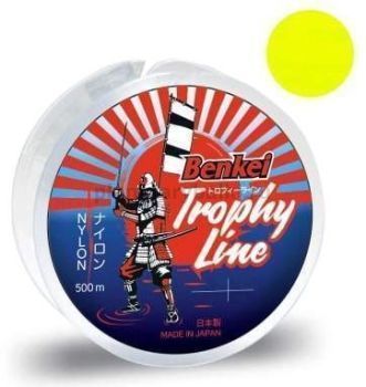 Монофильная леска Benkei Trophy Line 500м, 0,33мм, 8,6кг, #4 желтый fluo 