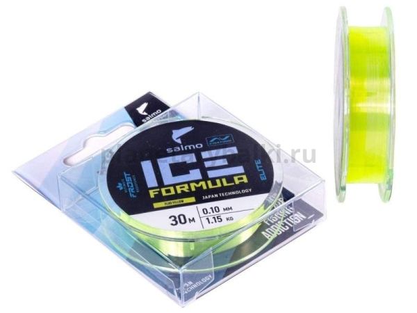 Леска монофильная зимняя Salmo Elite ICE FORMULA Fluo Yellow 30м, 0,10мм, 1,15кг