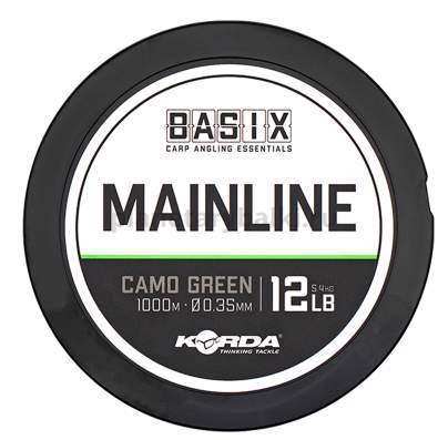 Леска KORDA Basix Main Line 1000м, 0,35мм, 6,5кг, 12lb Camo green