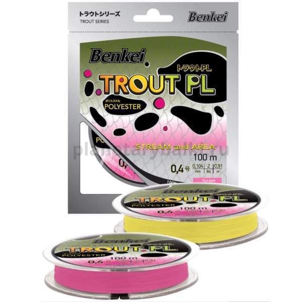 Полиэстер Benkei Trout PL 100м, 0,128мм, 1,45кг, #06 желтый fluo