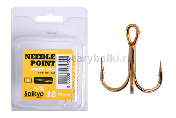 Крючки тройные Saikyo 7001G №12, 25шт.