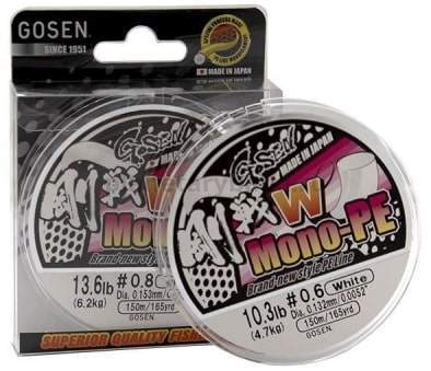 Плетеный шнур Gosen W Mono PE 150м, 0,153мм, #0,8, 6,2кг White