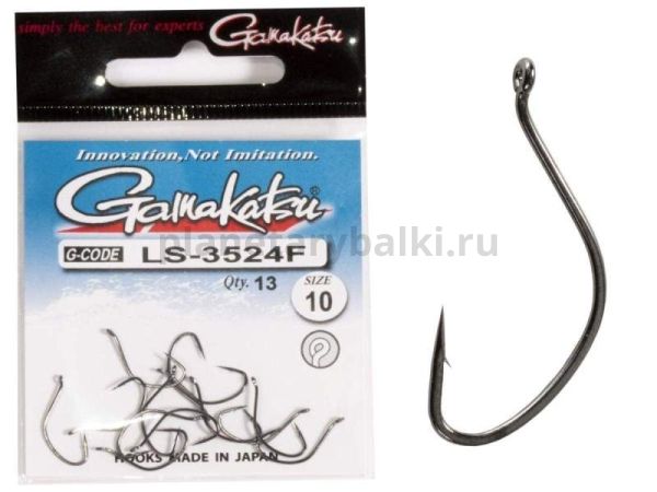 Крючки Gamakatsu LS-3524F NEW LABEL EYED HOOKS BLACK разм. 10 13шт.