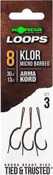 Поводки готовые KORDA Loop Rigs Klor с крючком и волосом №6, 30lb