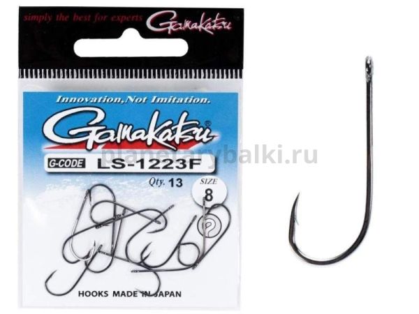Крючки Gamakatsu LS-1223F NEW LABEL EYED HOOKS BLACK разм. 08 13шт.