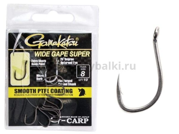 Крючки Gamakatsu G-Carp WIDE GAPE SUPER HOOKS разм. 08 10шт.