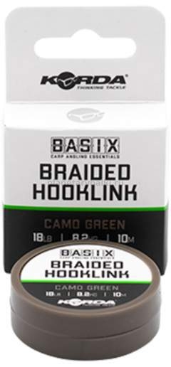 Поводковый материал KORDA Basix Braided Hooklink Camo green 10м, 8,2кг, 18lb
