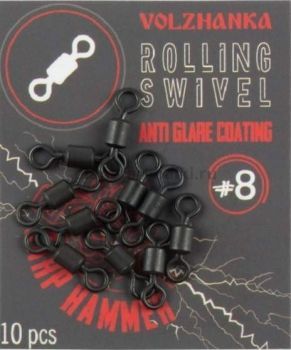 Вертлюги Volzhanka Carp Hammer Rolling Swivel №8, 10шт.