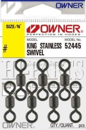 OWNER Вертлюг King Stainless Swivel black №8/0 3шт