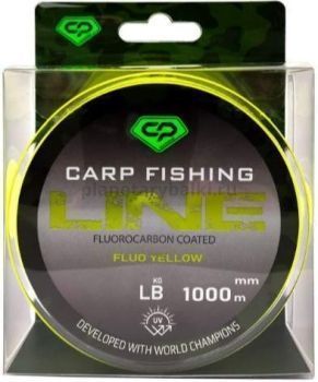 Леска CARP PRO Fluorocarbon Coated Fluo Yellow 1000м, 0,309мм, 6,6кг