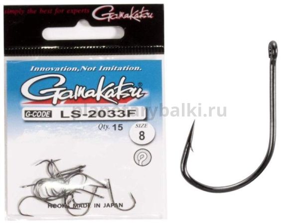 Крючки Gamakatsu LS-2033F NEW LABEL EYED HOOKS BLACK разм. 08 15шт.