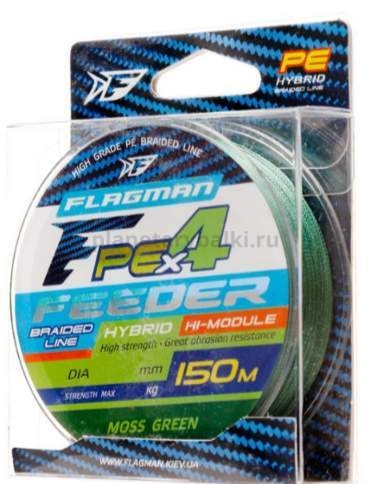 Шнур фидерный Flagman PE Hybrid Х4 FEEDER Moss Green 150м, 0,19мм, 10,5кг
