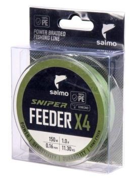 Шнур плетёный Salmo Sniper х4 FEEDER BRAID Army Green 150м, 0,16мм, 11,3кг