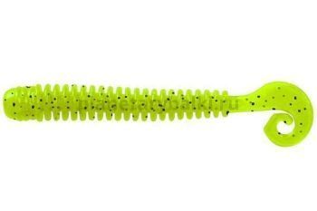 Приманка силиконовая LureMax CHEEKY WORM 4'' 10см, Lime pepper 002, 6шт.