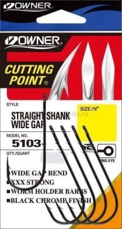 Крючок OWNER Straight Shank Wide Gap BC №2/0, 6шт.