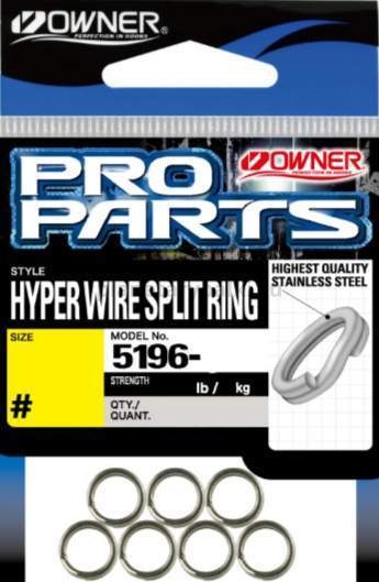 Кольца заводные OWNER Split Ring Hyper Wide steel №8, 54кг, 7шт.