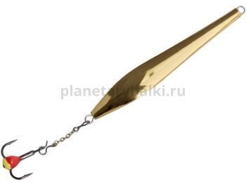 Блесна вертикальная Lucky John DOUBLE BLADE с цепочкой и тройником 45мм, 3,7гр., цвет GC блистер