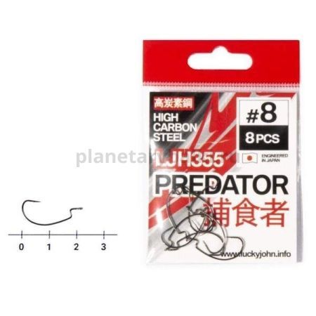 Крючки офсетные Lucky John PREDATOR LJH355 №8, 10шт.