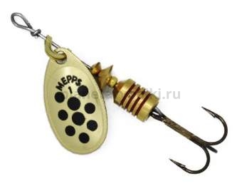 Блесна вращающаяся MEPPS Aglia Decoree Points Noirs №1, 3,5гр., цвет OR/черные точки