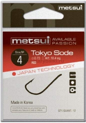 Крючки METSUI TOKYO SODE цвет red, №16, 12шт.