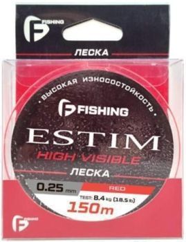 Леска монофильная F-FISHING Estim Red 150м, 0,25мм, 8,4кг/18,5lb