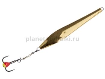 Блесна вертикальная Lucky John DOUBLE BLADE с цепочкой и тройником 65мм, 11гр., цвет GC блистер